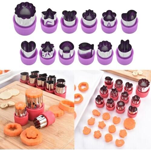 12Pcs Mini Cookie Cutters Food Vegetable Cutter Shapes Set Baking Decorative
