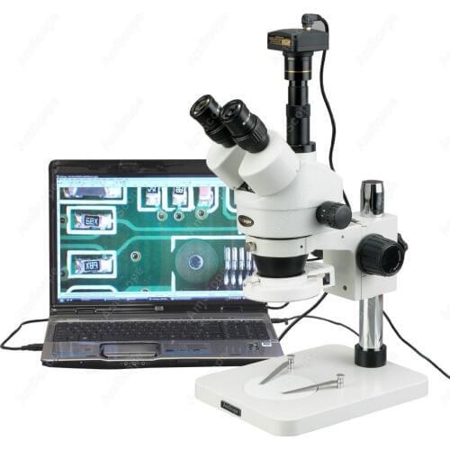 144-LED Zoom Stereo Microscope--AmScope Supplies 3.5X-180X Manufacturing 144-LED Zoom Stereo Microscope with 5MP Digital Camera