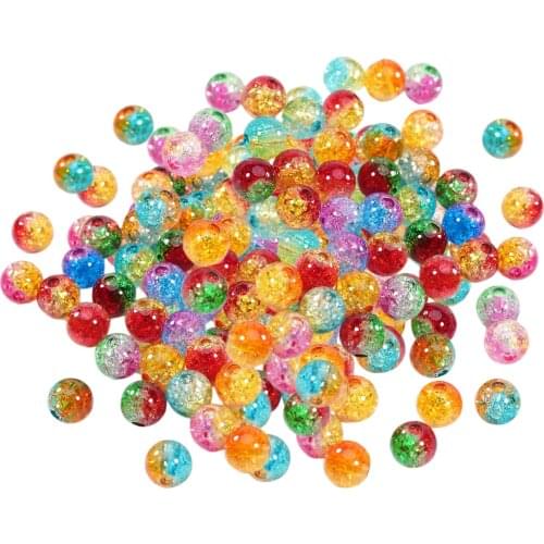 200pcs Crackle Glass Beads 8mm Glass Lampwork Beads Loose Spacer Beads for Beading Friendship Bracelet Jewelry Making Ornament