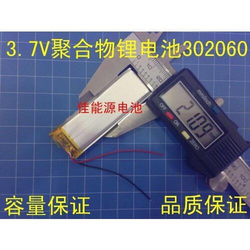 3.7V lithium polymer battery 302060 400MAH Bluetooth headset MD N10 sound card Rechargeable Li-ion Cell