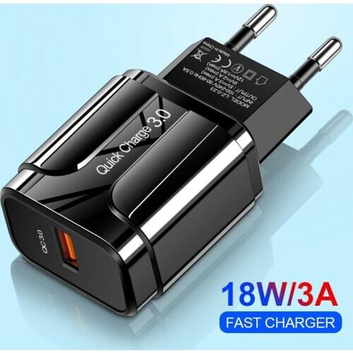 3A 18W Quick Charge 3.0 USB Charger For iPhone 7 8 Plus X XR XS Max Samsung Portable Fast Charger USB Mobile Phone Charging