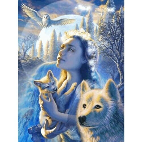 3D Diy Diamond Painting Female Celestial Wolf Woman Dream Mosaic Embroidery Handicraft Decor Full Mosaic Diy Diamond Embroidery