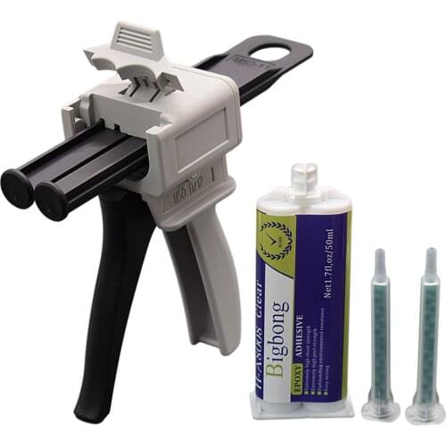 50ml Epoxy Adhesives Glue 1:1 Transparent AB Glues 2pcs Static Mixing Nozzles Mixed Tube and 50ml 1:1 Glue Gun Manual Dispenser