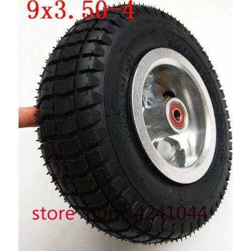 Free shipping 9 inch wheel 9x3.50-4 tires tyre Inner Tube and rim Combo for Gas Scooter Skateboard Pocket Bike Electric tricycle