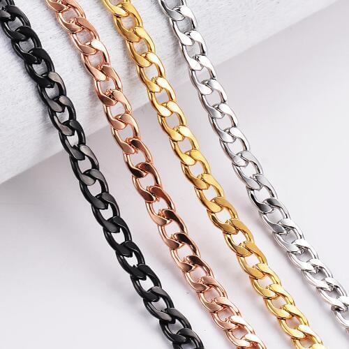 1 piece Width 3/4.5mm Flat Curb Chain Necklace Stainless Steel Necklace 3 Colors