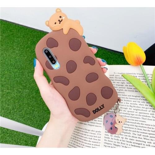 Cute 3D Bear Pendant TPU Phone Case For OPPO A3 A5 A7 F5 A8 A9 A59 A72 A83 A91 A92 A92s A11X Lanyard Silicone Rubber Funda Cover