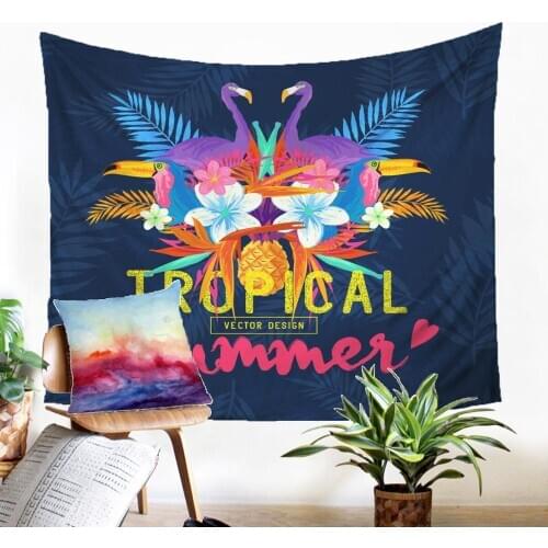 Fabic Background Polyester Throw Rug Colourful Flamingo Pattern Tapestry Beaureous Ornamenation For Living Room