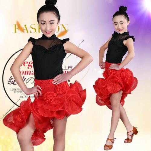 Child Sexy Ballroom Dance Dress Girl Latin Dance Dress For Competition Dancewear Kid Costume Ballet Vestido Baile Latino 89