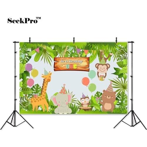 Thin vinyl birthday elephant monkey balloon children photo Background Printed Professional indoor Photographic studio Backdrop