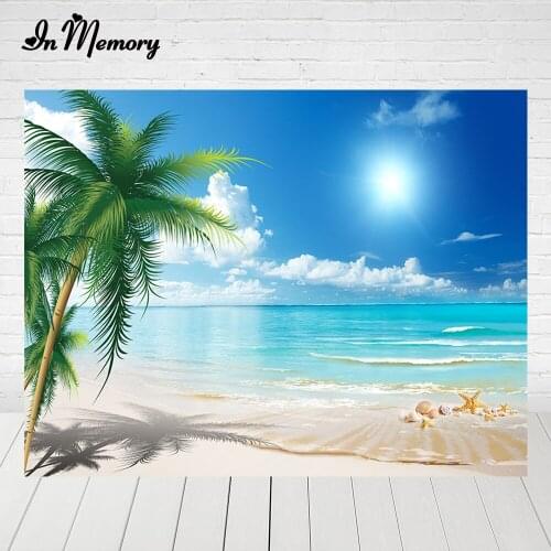 InMemory Seaside Beach Summer Coconut Tree Photophone Custom Wedding Photocall Photographic Background Backdrops Photo Studio