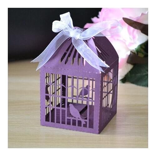 Customized Bird cage wedding favour box laser cut cup cake boxes wedding table decoration