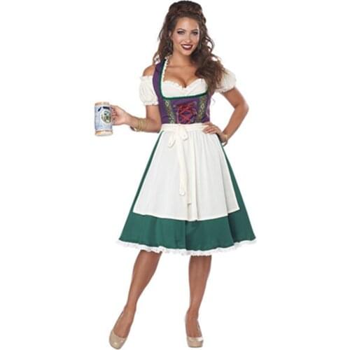 Carnival Lady Oktoberfest Dirndl Dress Bavarian Tavern Wench Waitress Maid Costume Cosplay Halloween Fancy Party Dress
