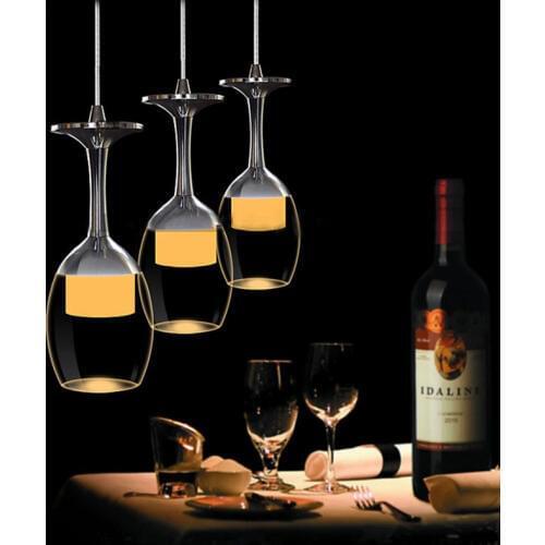 Creative Led Wine Glass Pendant Lamps Morden Bar Table Crystal Lamp Living Room Pendant Home Decor Light Fixtures Hanging Lights