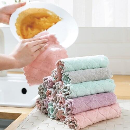 Nordic Style Kitchen Non-greasy Non-linting Cleaning Rags and Hand Towels Absorbent Dish Cloth Thickened Tablecloth Towels