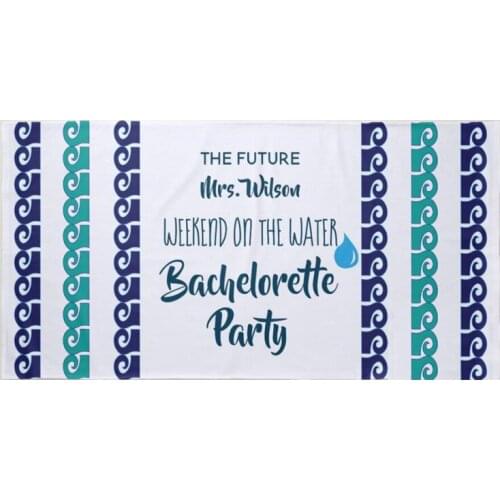 Trendy Navy Blue Aqua Personalised Bachelorette Party Gifts Novelty Custom Future Mrs Birde to Be Beach Travel Towel Engagement