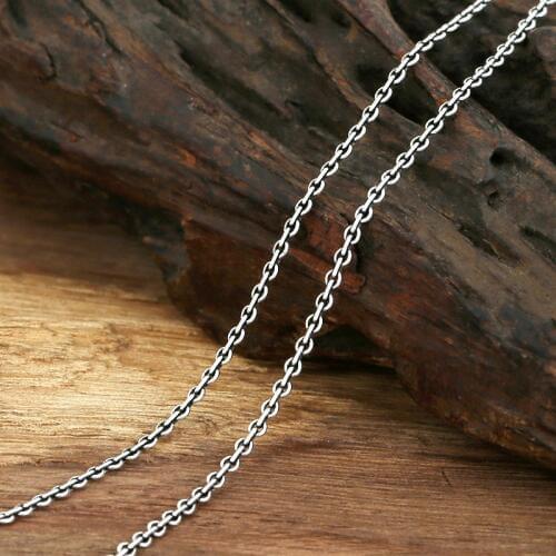 Fashion S925 Sterling Silver Jewelry Retro Thai Silver Vintage Style Men And Women Flat Character Necklace