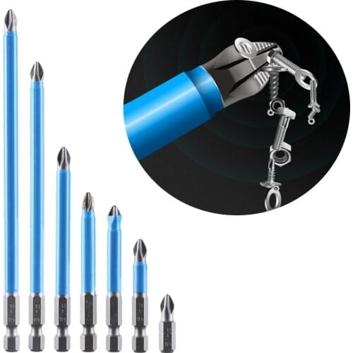 Non-Slip 1/4"Hex Shank Magnetic Long Reach Electric Screwdriver Bits Precision PH2 Single Phillips/Cross Head Power Tools