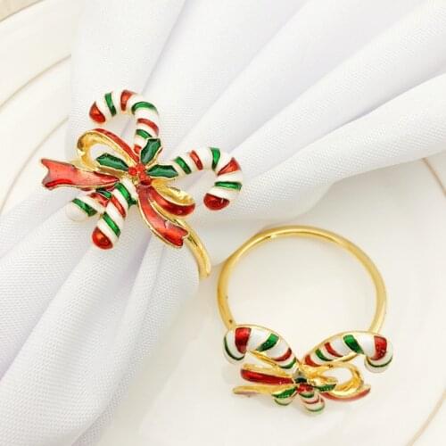 Delicate Metal Christmas Tree Napkin Buckle Bow Flower Wreath Mouth Ring Napkin Ring Wedding Hotel Christmas Table Decoration
