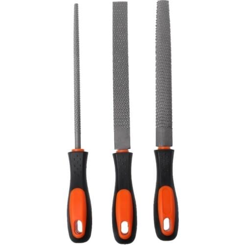 2020 New 3Pcs/Set Wood Rasp Steel File Carving Flat Round Semi-circular Shape Metal File Woodworking Craft Handle Tool