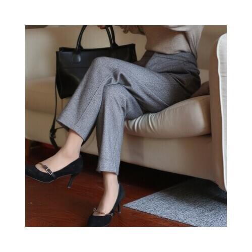2020 new herringbone tweed Harem Pants womens winter high waist loose radish pants suit pants