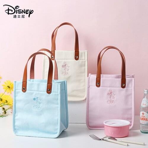 Genuine Disney Mickey Mouse Printed Student Lunch Box Bag Thermal Heat Insulation High-capacity Leak Proof Essential Tote Bag