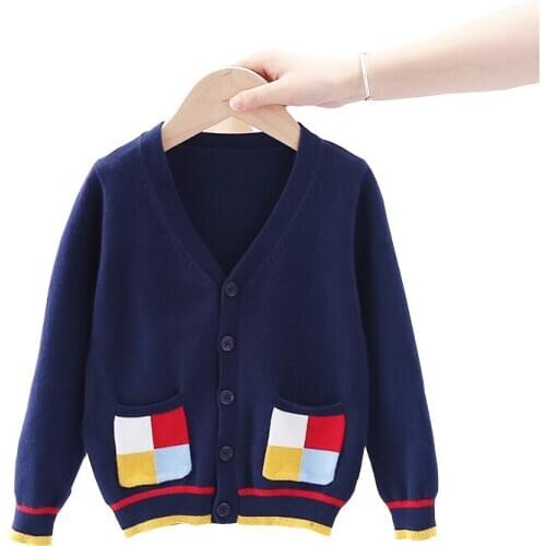 Jargazol Baby Boy Clothes Fall Fashion Korean Knit Sweater Cardigan Pocket Tops Winter Little Children Clothes Cute Sweaters