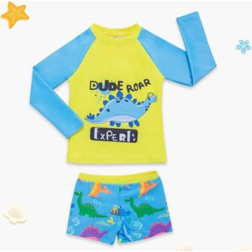 2-6 Years Boys SwimTrunks 2021 New Arrical Fashional Two Piece Childrens Swimwear With Dinosaur Roar Swimsuit Beachwear TB081
