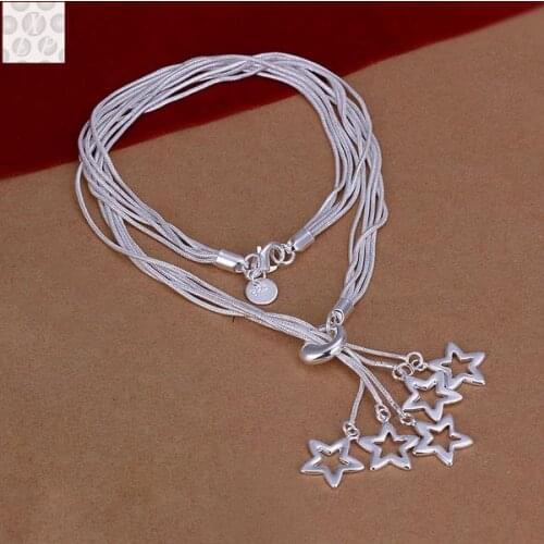 N925 Sterling Silver color Jewelry Multi Balls Necklace Free Shipping Brand New One Pcs RM0152