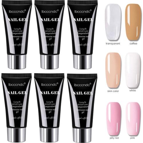 30g 6 Colors/lot Polygels Quick Building Nail Gel Nail Ehancement Long Lasting Extension Gel Pink Clear Jelly Red