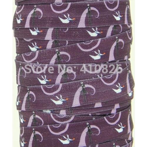 Q&N ribbon wholesale/OEM 5/8inch 140904003 Holiday Style Halloween Printed folded over elastic FOE 50yds/roll free shipping