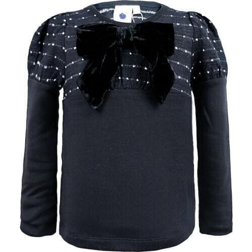 Princess School Girls Blouse Black Lace Puff Long Sleeve Girl Shirt Bow Girl Tops And Blouse Kids Blouse Girl 4J0859