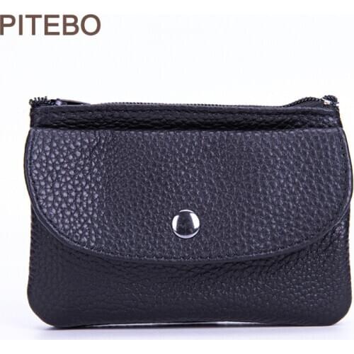 PITEBO Business quality leather mens leisure design cowhide fashion zero wallet high grade womens Mini Bag Bank card bag carry