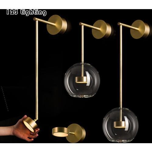 Post modern Clear Glass LED Wall Lamp Gold Bedside Stair Wall Sconce Warm light Corridor Luminaire Bathroom light Home Lighting