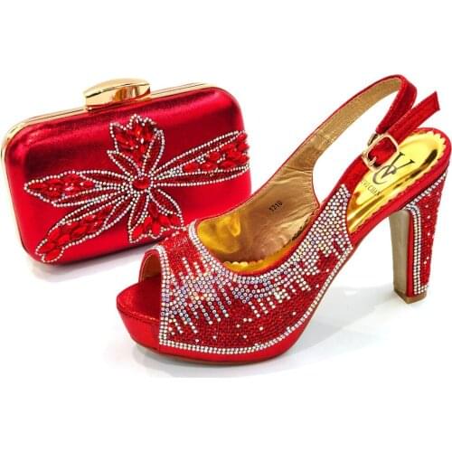 New Red Woman Shoes And Purse Bag Set To Match Italian High Heels Summer Sandals With Purse Handbag Evening Pumps S1719 11cm