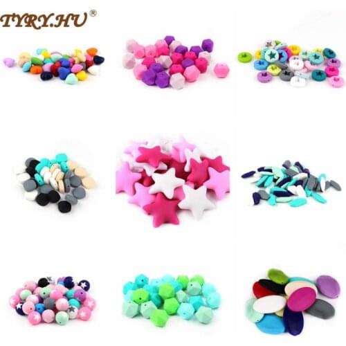 TYRY.HU 200pcs Silicone Beads Teething Baby Teether Accessories Food Grade Pearl Silicone Star Teething Pacifier Baby Products