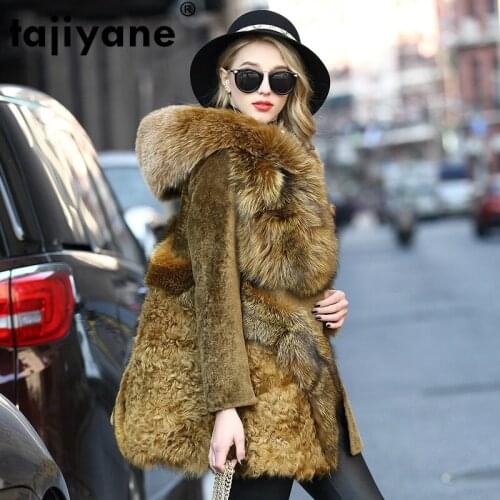 Fur Real Natural Coat Female Fox Fur Collar Wool Jacket Autumn Winter Coat Women Clothes 2021 Vintage Double-faced Tops ZT4077