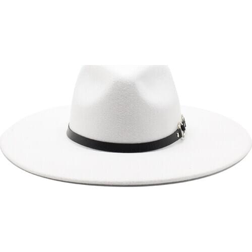 Winter Wool Jazz Fedora Hats Casual Men Women Leather Suede belt Felt Hat white pink yellow Panama Trilby Formal Party Cap