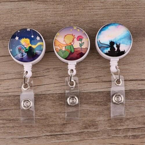 ER869 1pcs New Cartoon Prince And Fox Rose Retractable Badge Reel Clip Student Friend Exquisite IC Card Badge Holder Kid Gift
