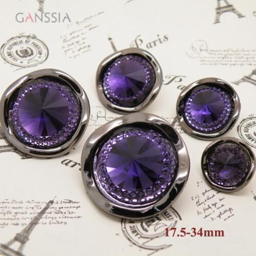 10pcs/lot Size: 18-34mm Fashion Design Purple Rhinestone Button Resin Shank Button for Garment Sewing Accessories(ss-4828)