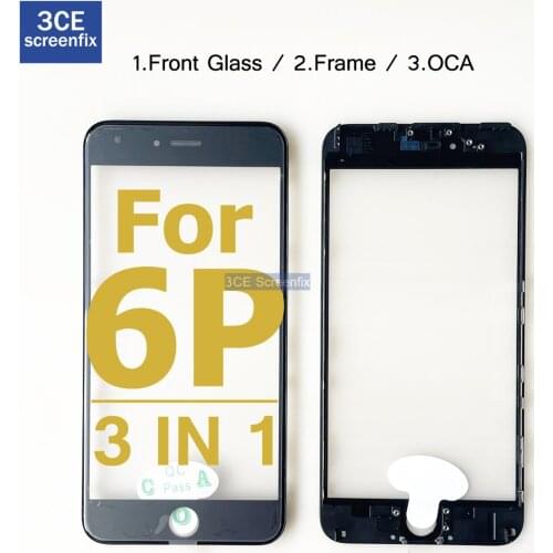 10Pcs Top Quality Front Outer Glass Middle Frame Bezel Laminate OCA For iPhone 6 Plus 3 in 1 2 in 1 Front Glass Frame OCA