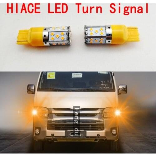 2pcs For Toyota HIACE 100 200 300 Series LED High Bright Car Turn Signal Before and after Signal Light Amber Yellow Bulb T20
