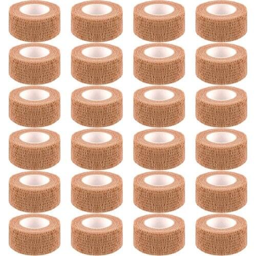24 Rolls Beige Elastic Self-Adhesive Bandage 2.5Cm Complexion Sports Bandage For Sports Injury And Pet Treatment
