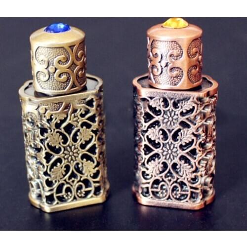 3ml Retro Metal Perfume Bottle Arabian Style Essential Oil Bottle Container Royal Glass Bottle Wedding Party Decoration Hot Sale