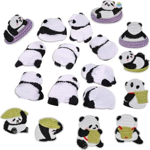 Small Cartoon cute panda For child Clothes Iron on Embroidered Patches For Hat Jeans Sticker Sew-on DIY Patch Applique Badge