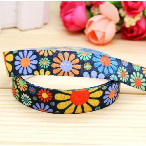 5/8'' Free shipping Fold Elastic FOE flowers printed headband headwear hairband diy decoration wholesale OEM H4651