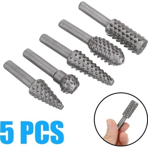5Pcs/Set Drill Bit Rotary Tool Burrs Files HSS Shank Milling Rasp Set Step Cone Drill Titanium Bit Hole Cutter For Wooworking
