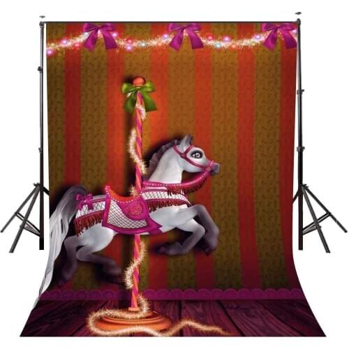 5x7ft Carousel Backdrop Happy Carousel Childrens Party Photography Background and Studio Photography Backdrop Props