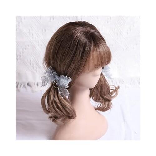 Lolita Hair Accessories Double Ponytail Bowknot Chiffon Pair Clip Cute Soft Girl Little Fairy New Headdress