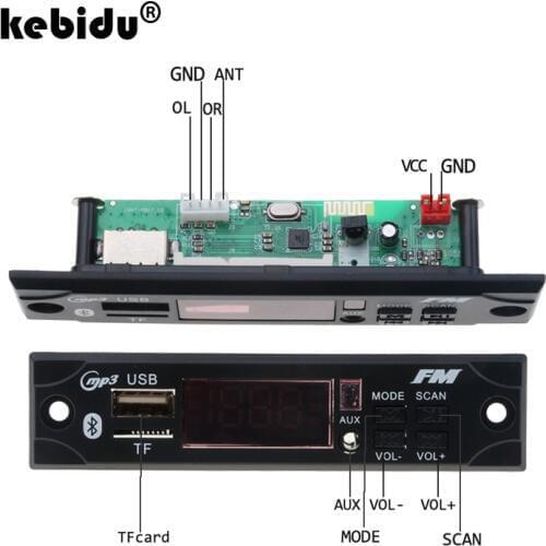 Kebidu Car Audio USB TF FM Radio Module Wireless Bluetooth 5V 12V MP3 WMA Decoder Board MP3 Player with Remote Control For Car