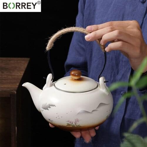 BORREY Japanese Style Teapot Ceramic Traditional Chinese Tea Set Large Capacity Teapot Kitchen Kettle Puer Tea Pot Withe Filter